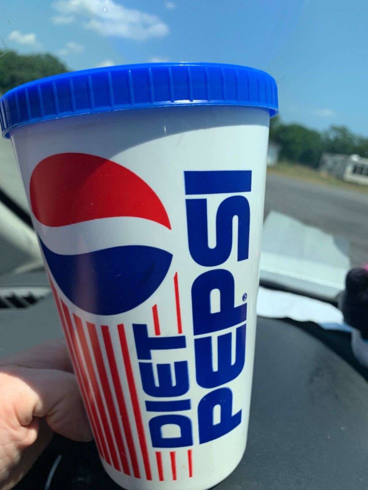 Vintage Diet Pepsi Refillable  plasticCup with Blue lid-graphics ARE very nice