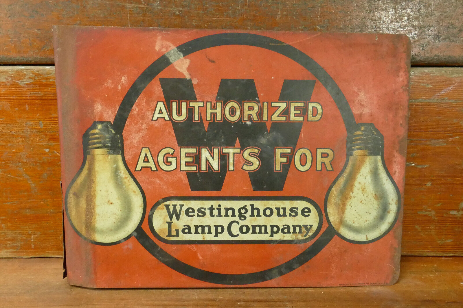 RARE Vintage Original WESTINGHOUSE LAMP CO Metal Flange Advertising Sign