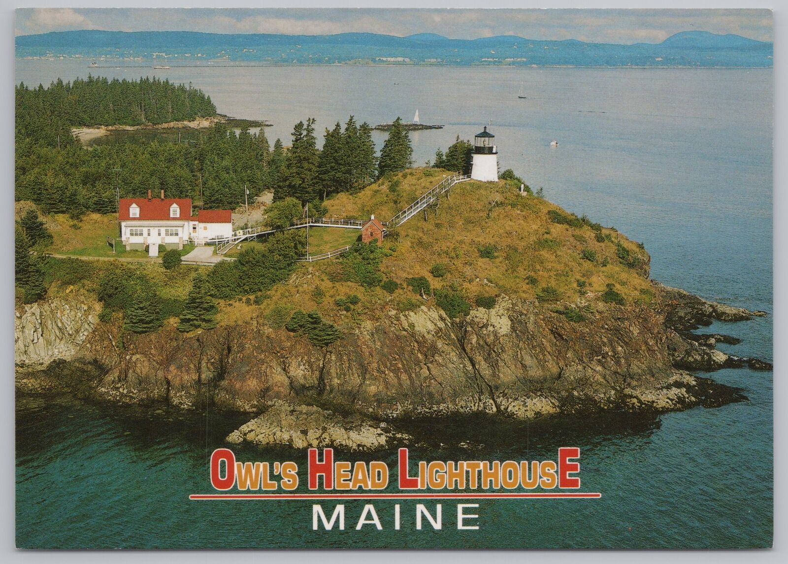 Lighthouse~Air View Owls Head Lighthouse Maine~Continental Postcard