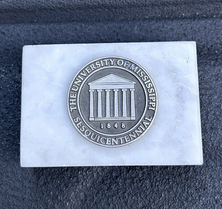 Vintage UNIVERSITY OF MISSISSIPPI - SESQUICENTENNIAL Ole Miss marble paperweight