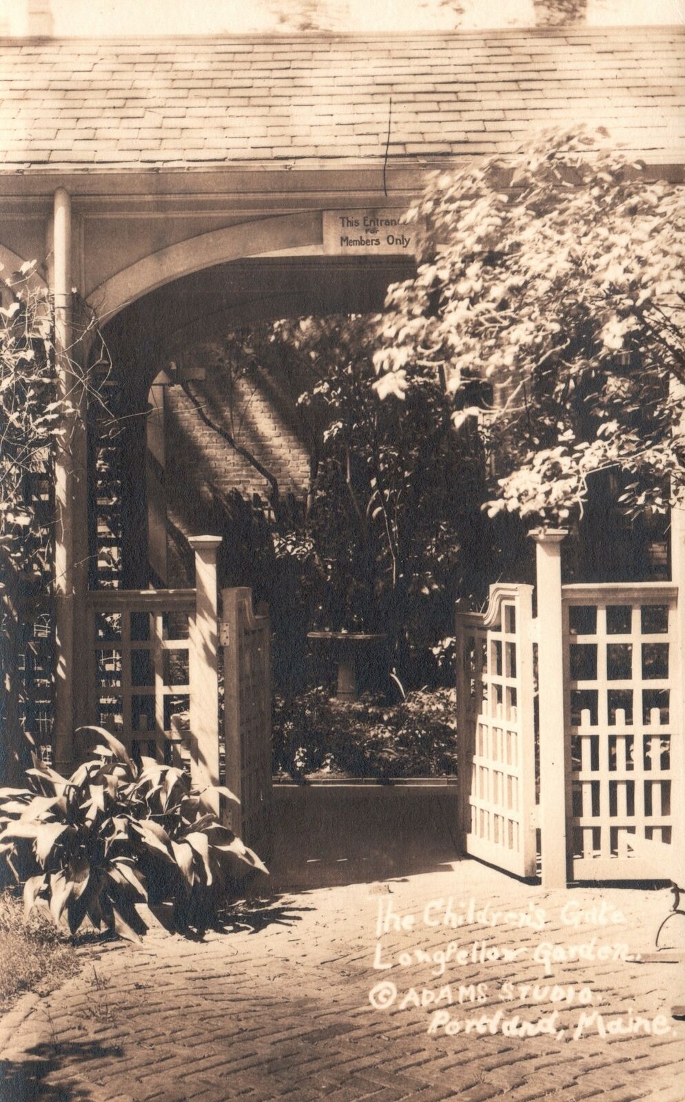 Vintage Postcard 1910\'s The Children\'s Gate Longfellow Garten Portland ME RPPC