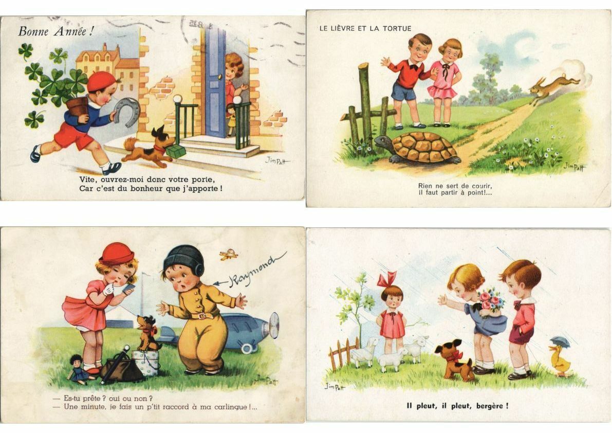 JIM PATT ARTIST SIGNED CHILDREN TOYS 45 Vintage Postcards Pre-1940 (L3224)