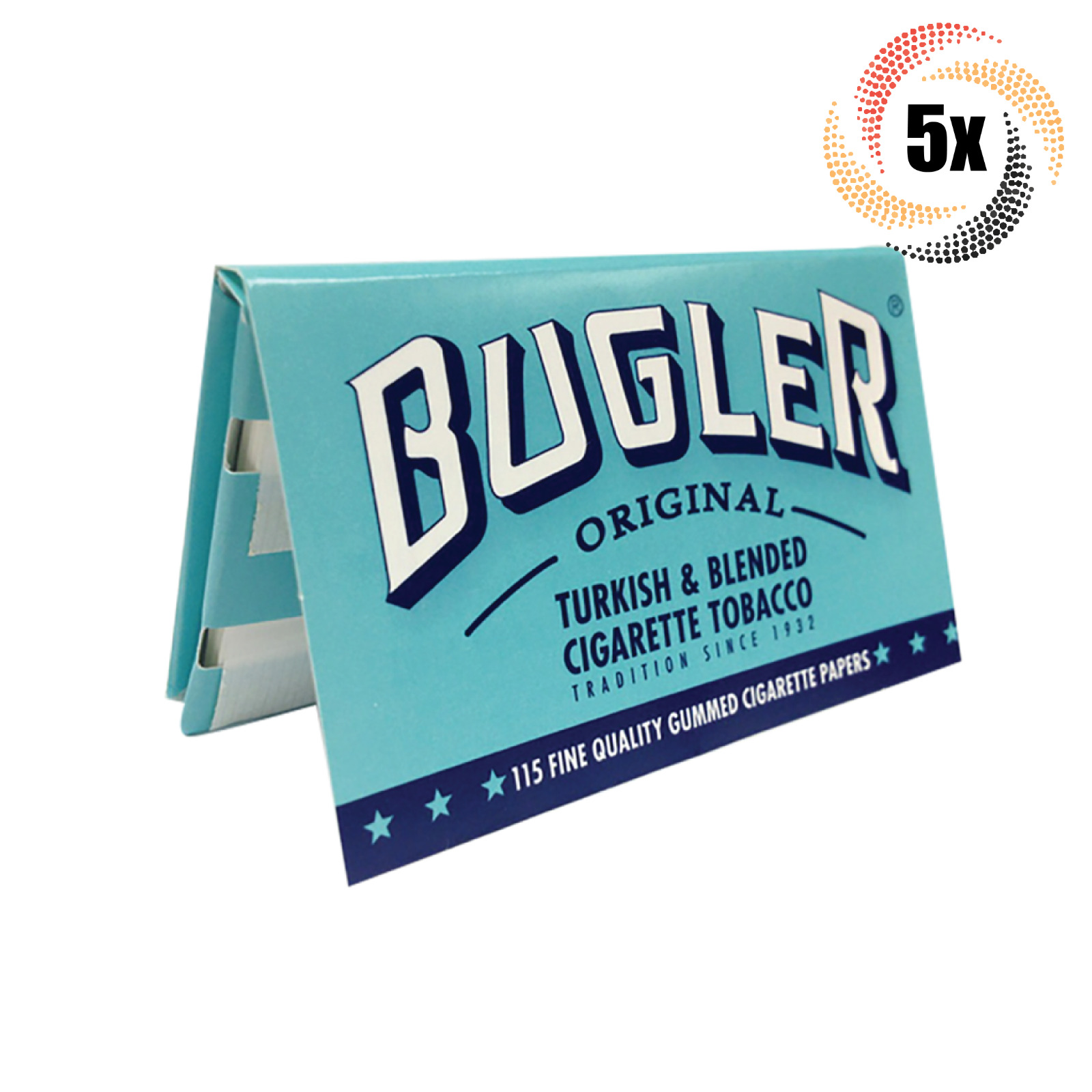5x Packs Bugler Original Single Wide | 115 Papers Each | + 2 Free Rolling Tubes