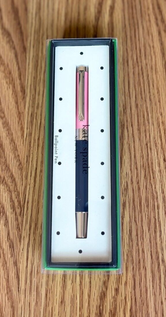 Kate Spade Pink & Navy Blue Colorblock Ballpoint Pen (NIB)