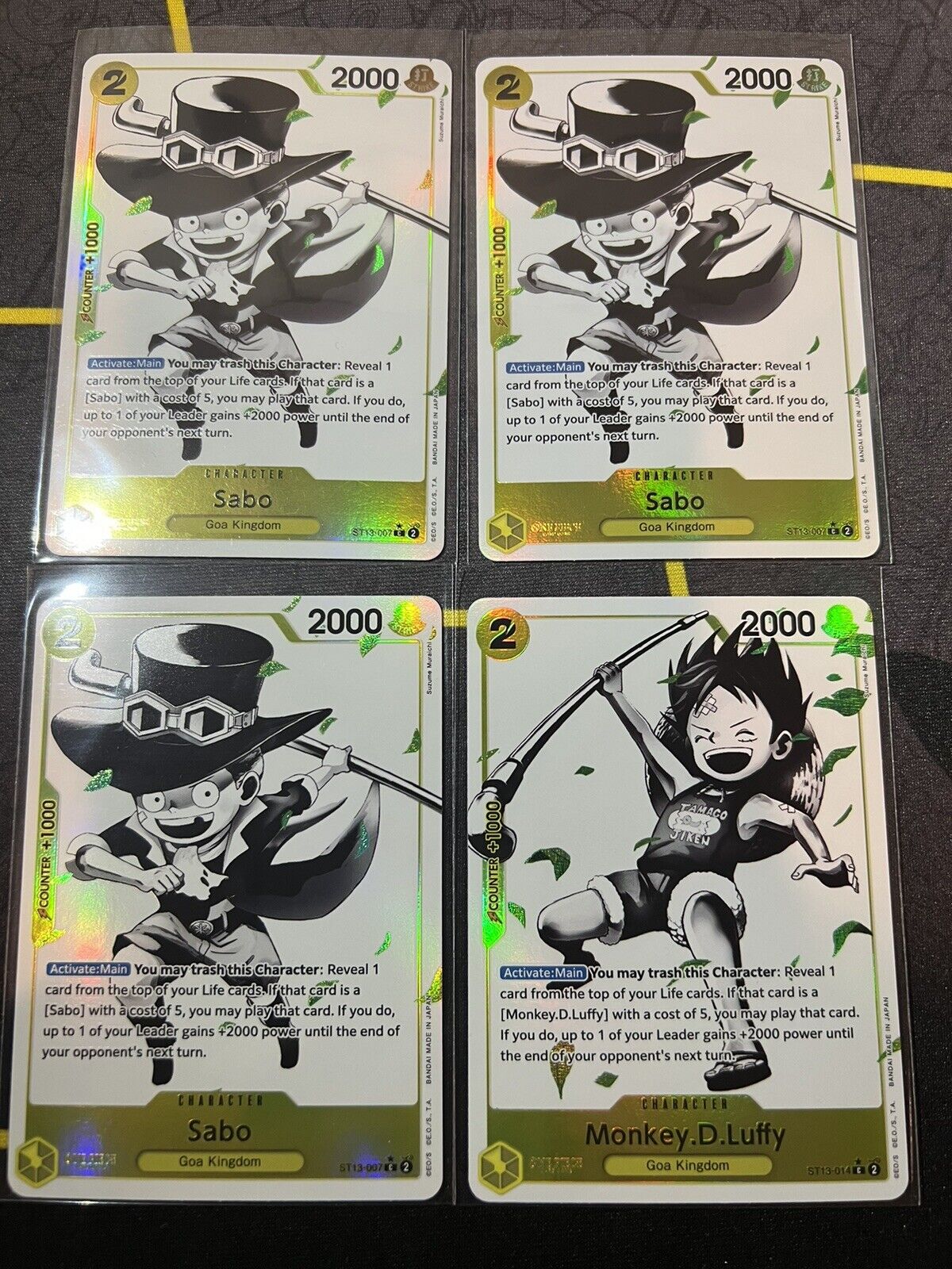 [SET] Parallel 3x Sabo and 1x Luffy - ST-13 The Three Brothers One Piece Card