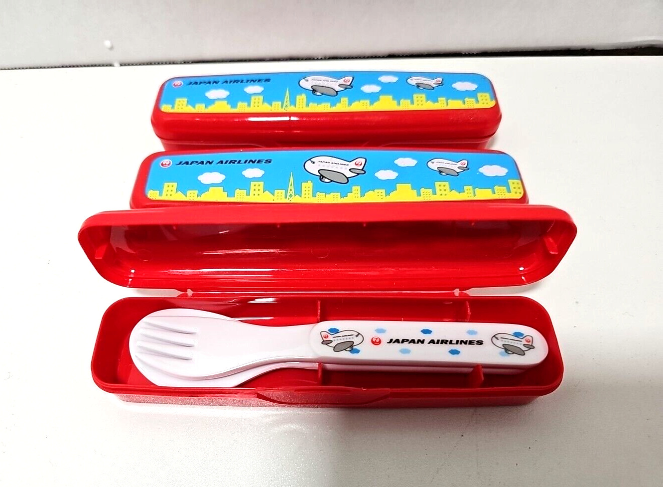Japan Airlines Children's Plastic Souvenir Silverware Set Lot of  (3)