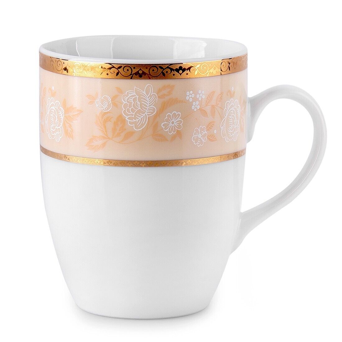 Gold Roses Porcelain Mug Coffee Mug European Porcelain Jumbo Mug, 12.5 fl oz