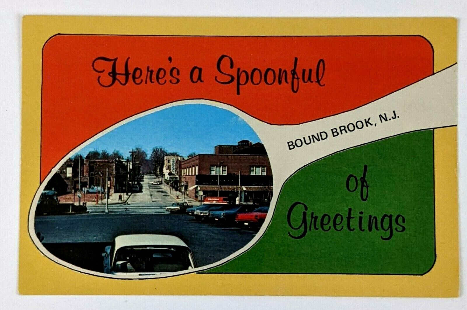 1974 Bound Brook New Jersey Spoonful of Greetings Vintage Postcard Hamilton St