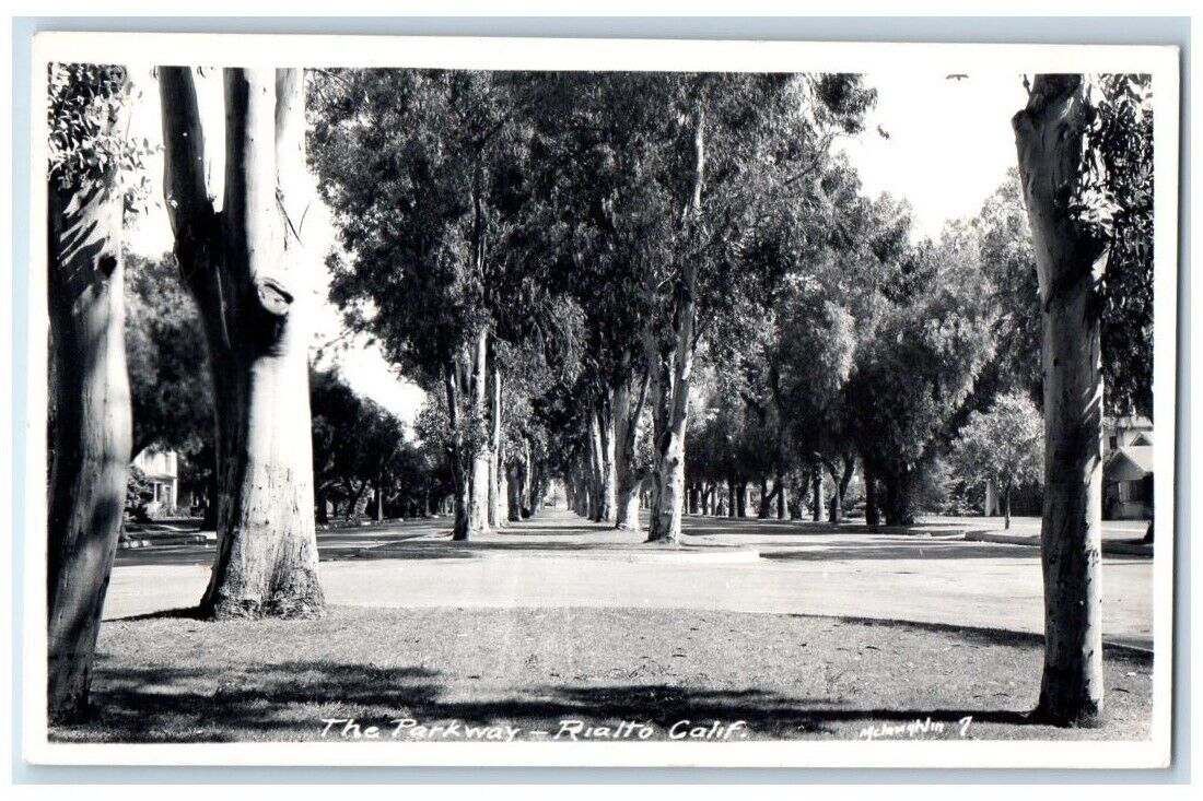 1945 The Parkway View McLaughlin Rialto California CA RPPC Photo Postcard