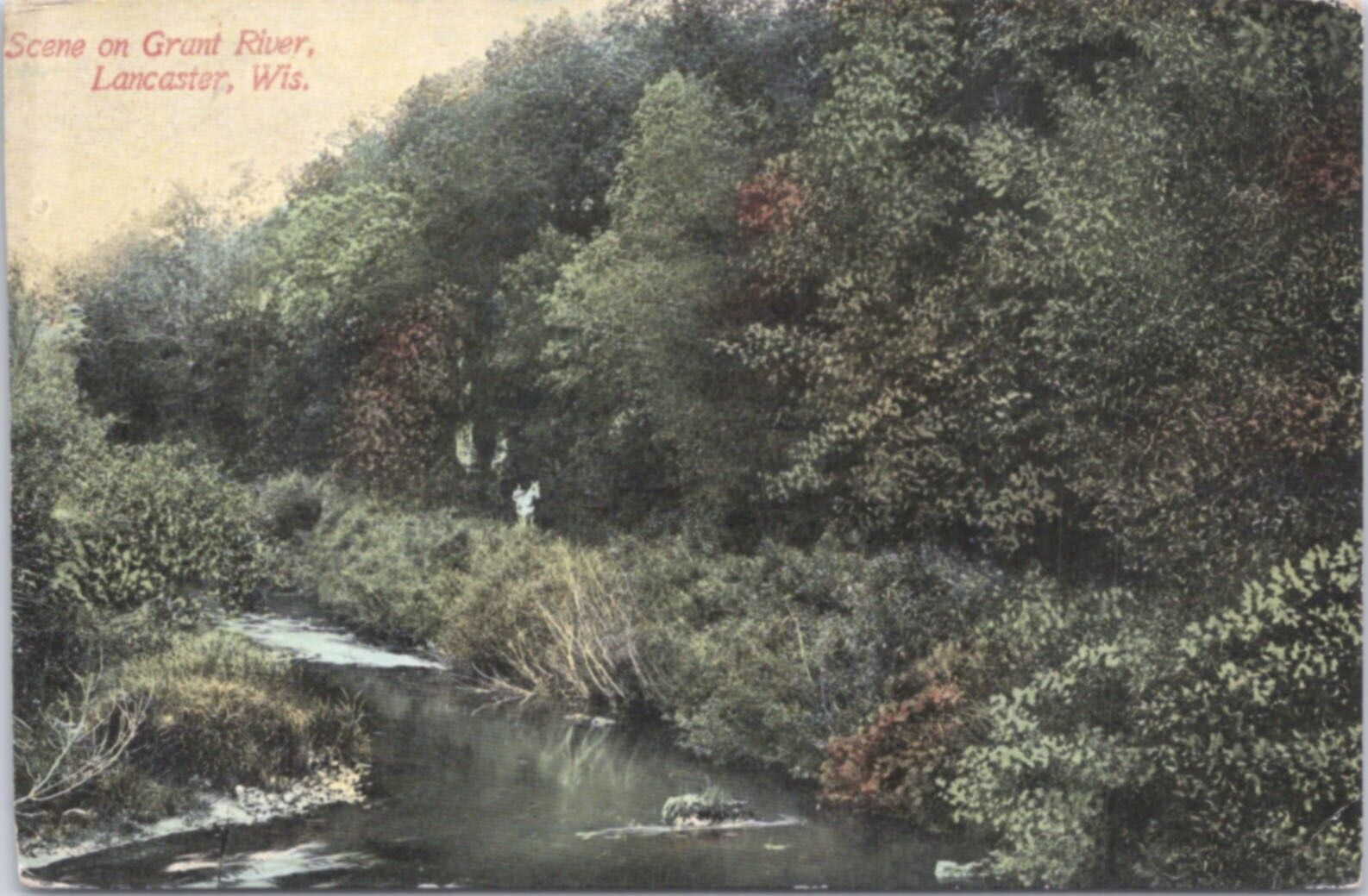 Lancaster WI Scene on the Grant River 1921