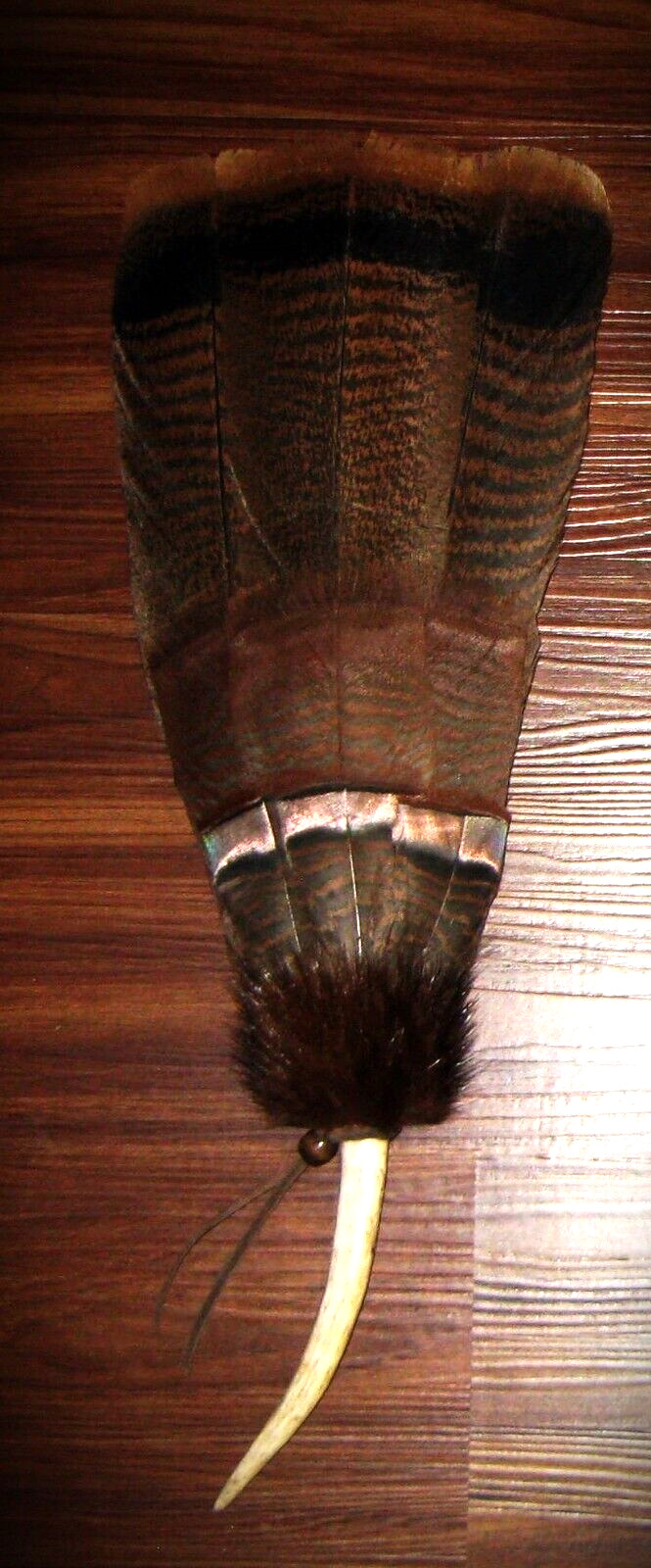 TURKEY NATIVE AMERICAN SMUDGE FAN FEATHER ANTLER CEREMONIAL