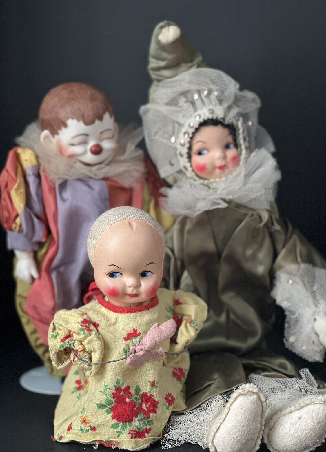 Lot Of 3 Vintage Clowns Dolls/Toys