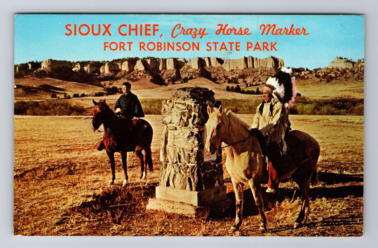 NE-Nebraska, Sioux Chief, Crazy Horse Marker, Vintage c1967 Souvenir Postcard