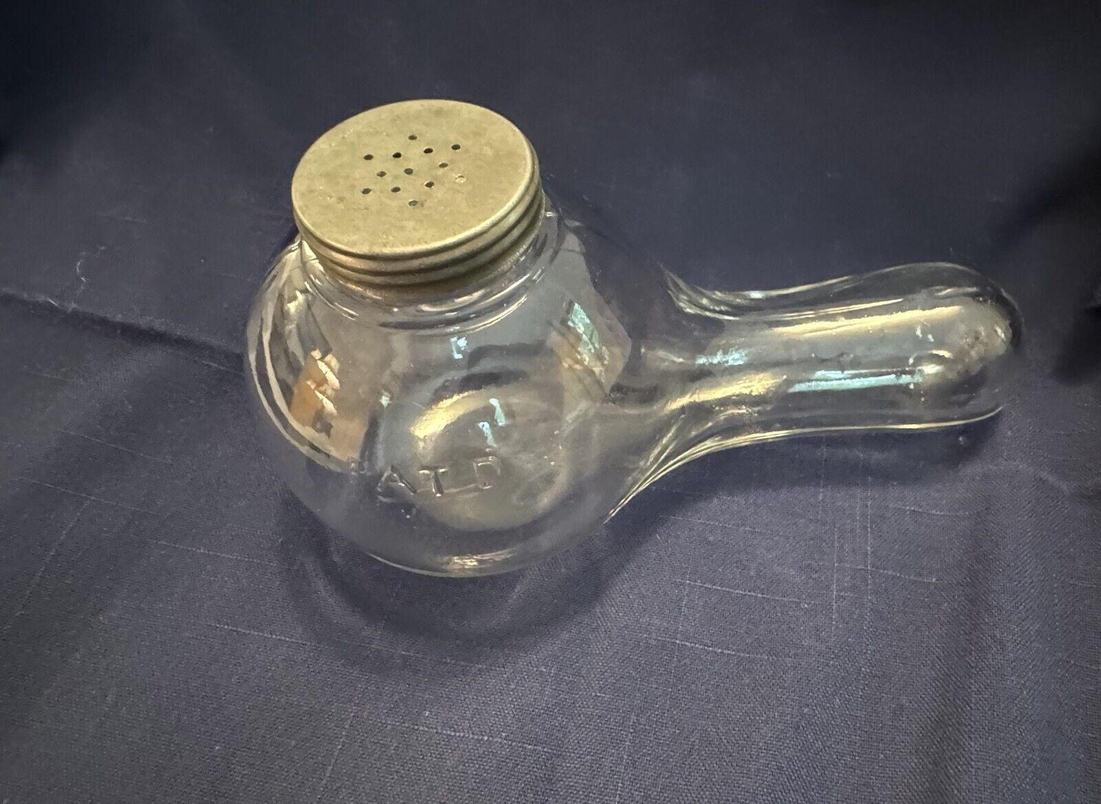 Clothes Sprinkle Bottle Vintage 1940s-1950s Glass Bulb Clear Aluminum Lid Shaker