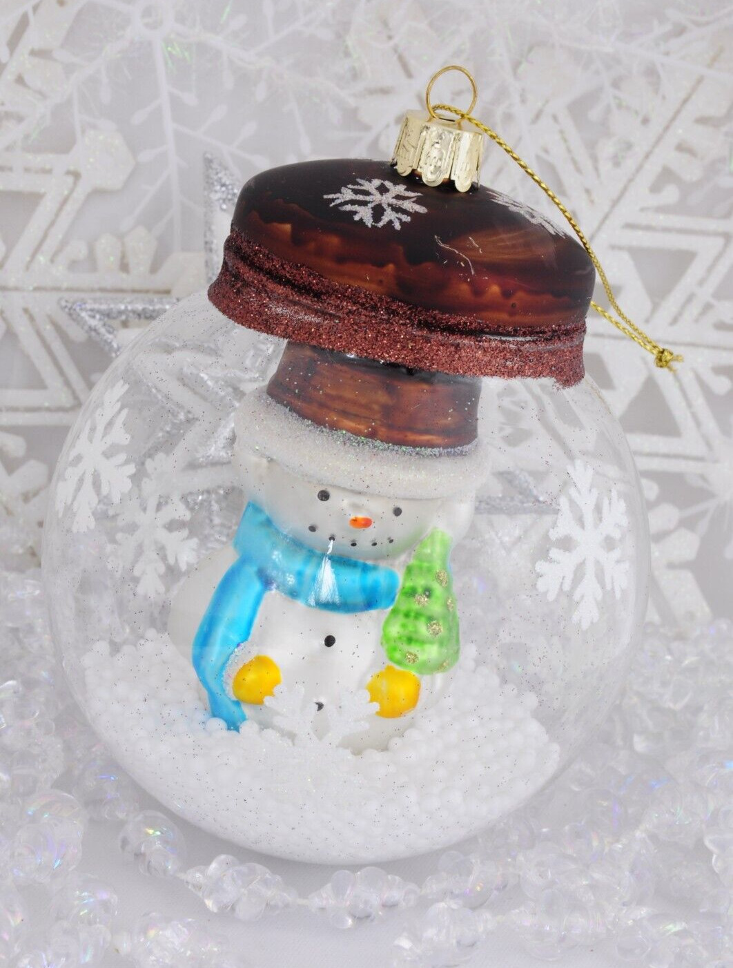 Large Glass Snowman Christmas Ornament