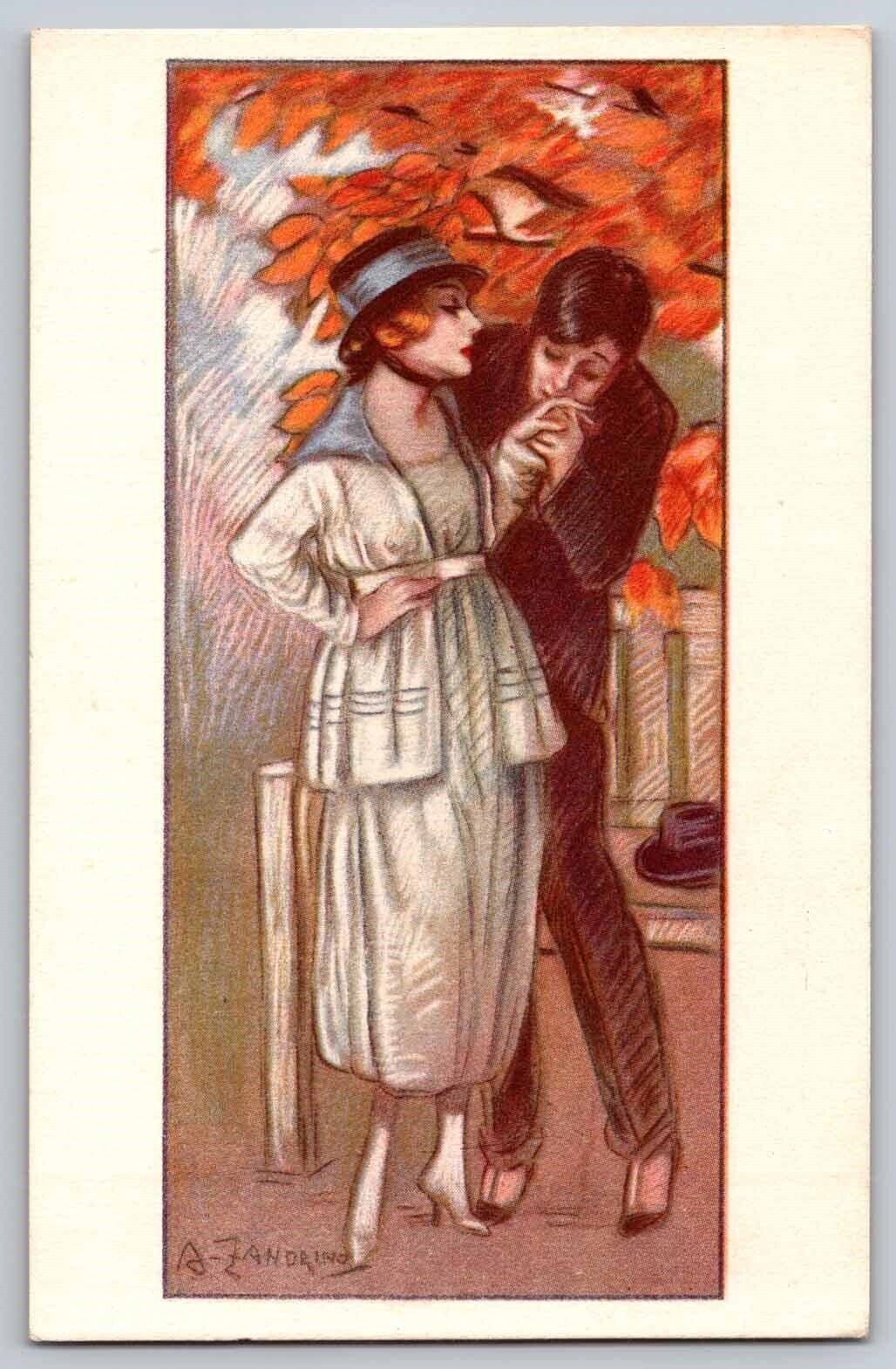eStampsNet - Mini Lot Woman and Man Lovers A. Zandring Postcard
