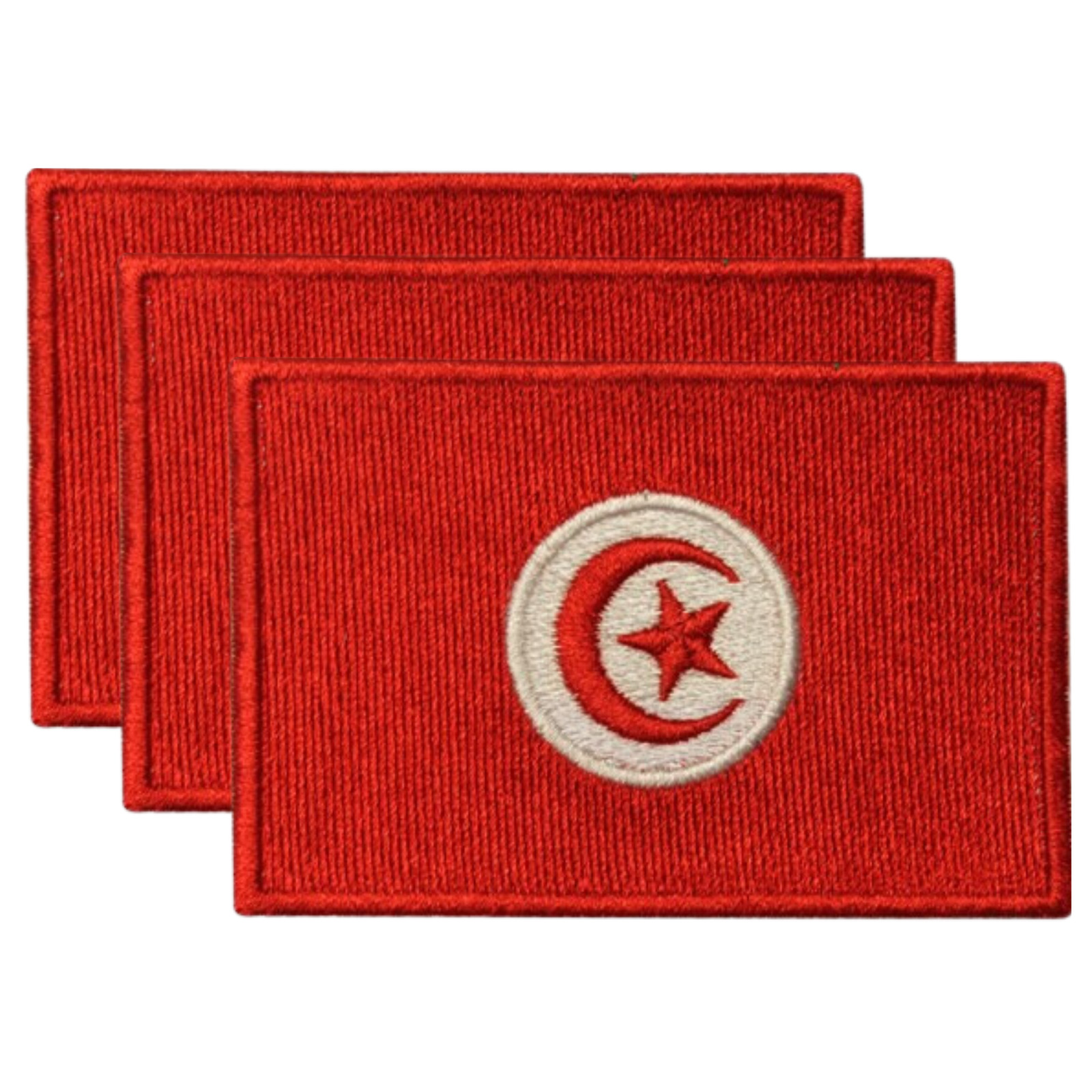 Tunisia International Country Flag Iron On Patch Embroidered Sew on Badge x3