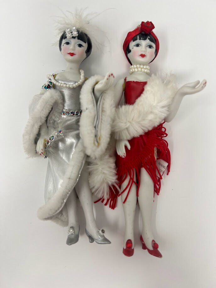 Kurt S Adler Flapper Girl Art Deco Fablous 20's Christmas Ornaments Doll