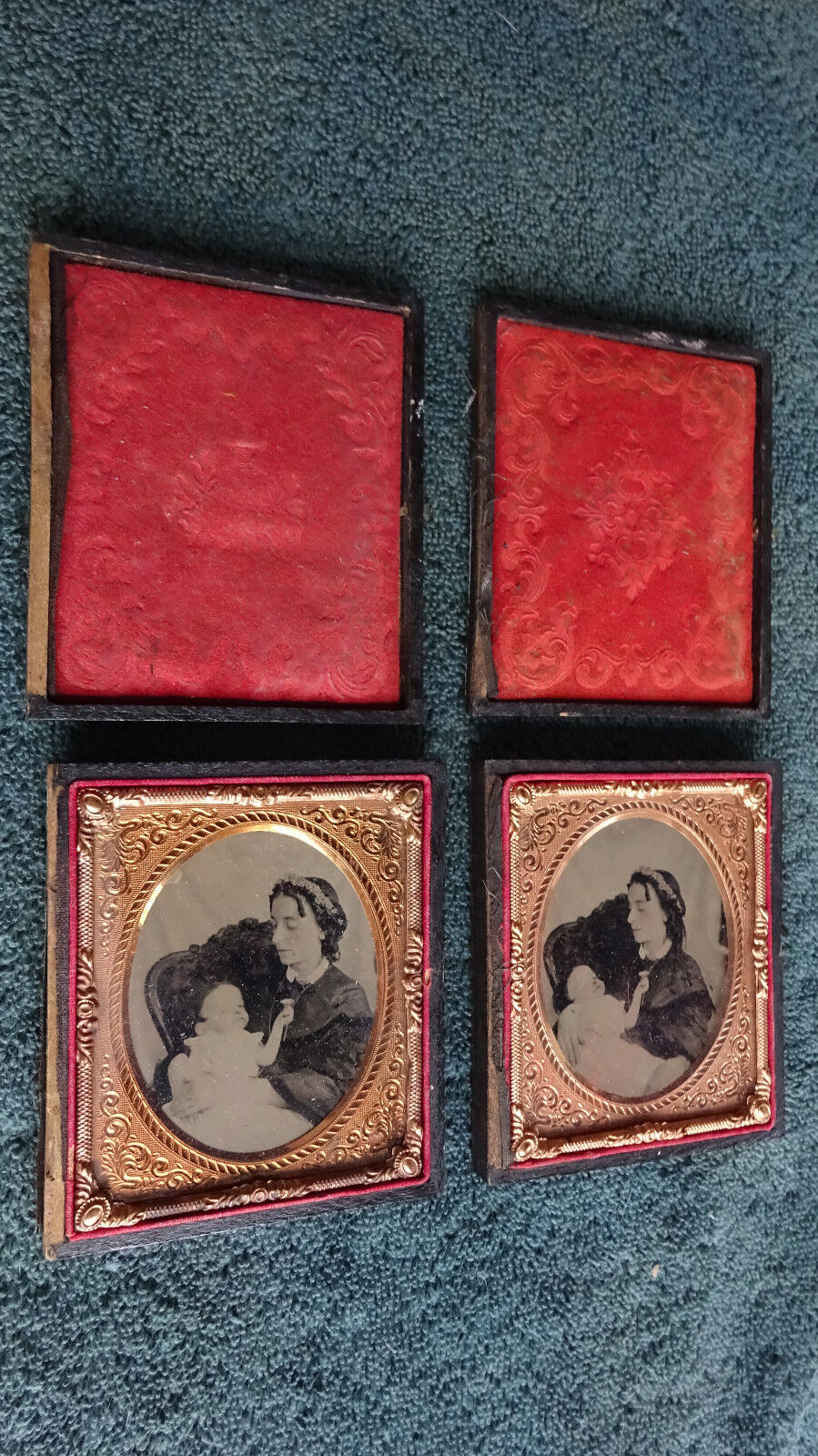 RARE sequential pair Post Mortem Ambrotypes 1/6 Plate 2-3/4
