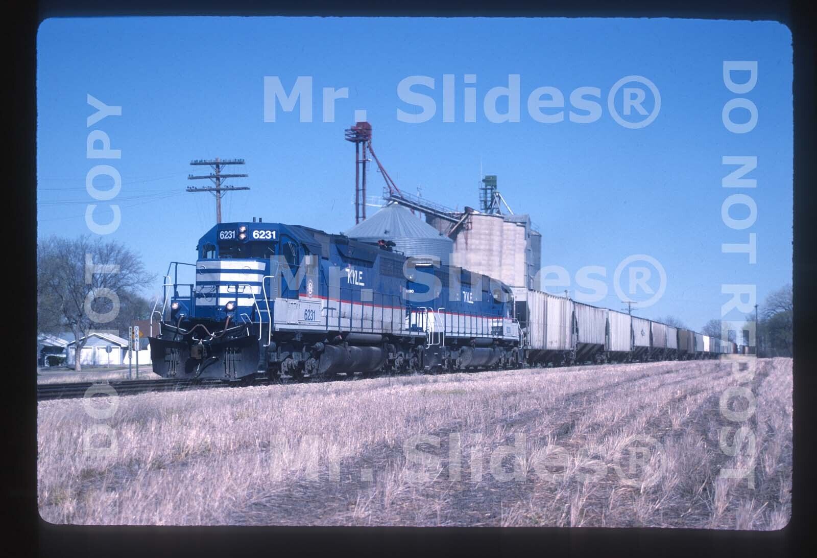 Original Slide KYLE Railroad SD39 6231 & 1 Action W. of Phillipsburg KS 2000