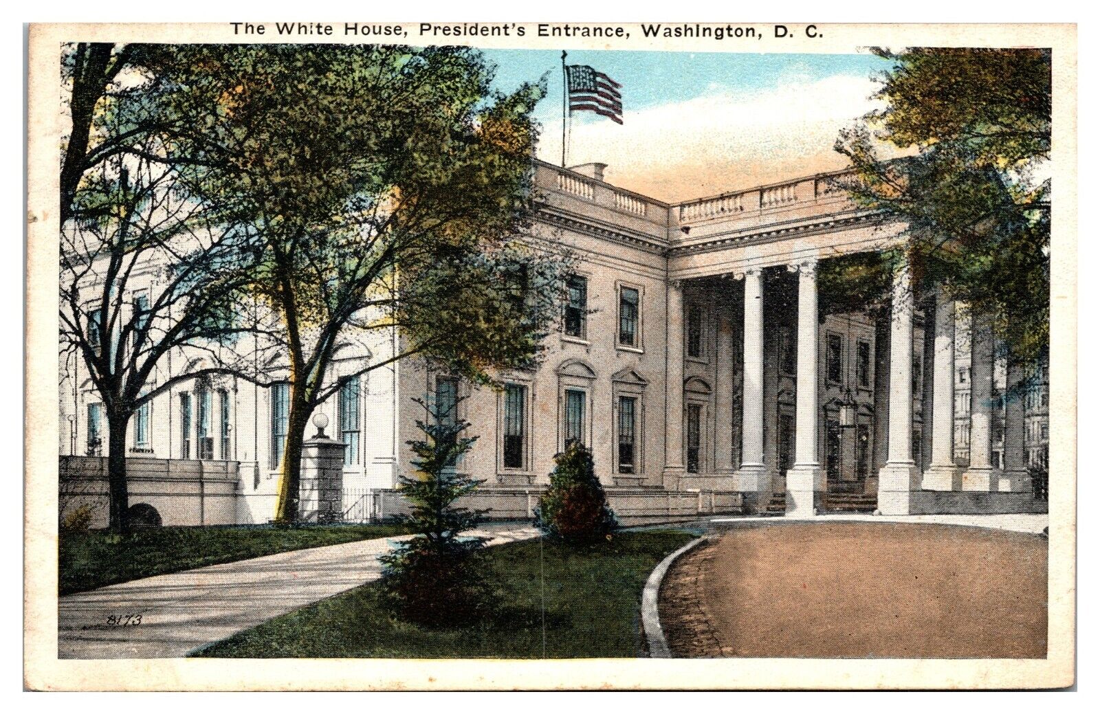 1921 The White House, President\'s Entrance, Washington, DC Postcard