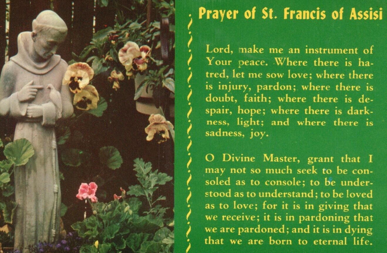 Prayer of ST. FRANCIS of ASSISI VTG Postcard/pc125
