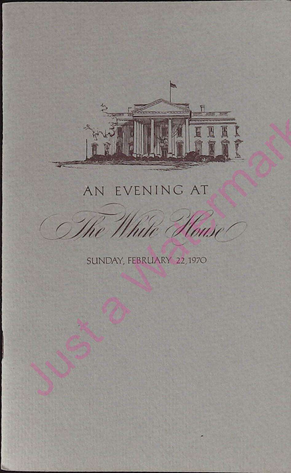 Vintage Invitation An Evening at the White House Sunday February 22 1970 Nice