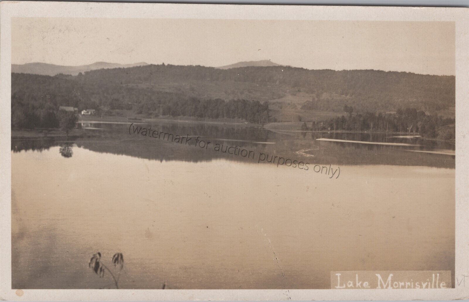 Morrisville, VT: RPPC Lake Lamoille vintage 1907 Vermont Real Photo Postcard