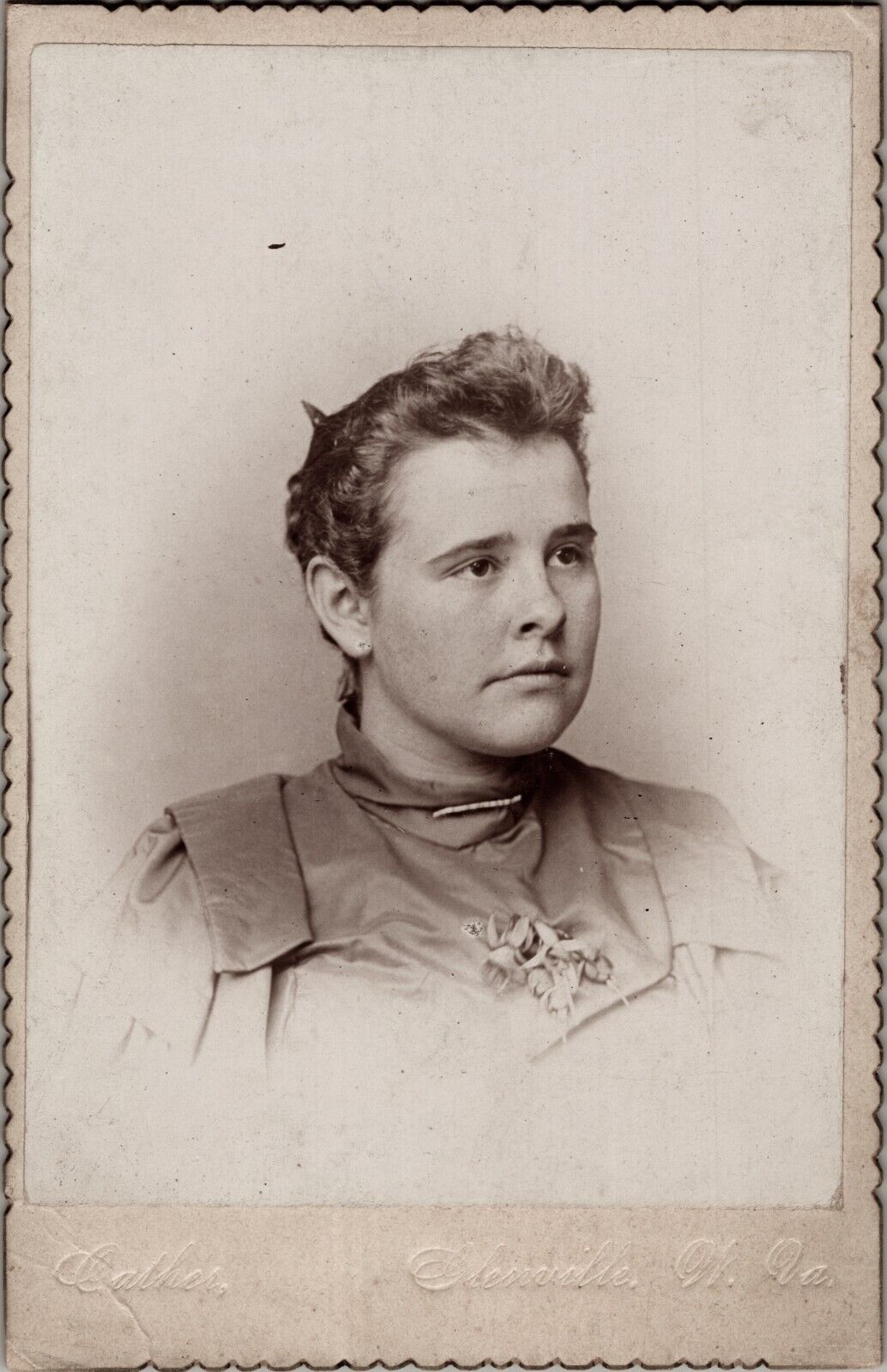 Pensive Woman Antique Cabinet Card  Photo 1800s