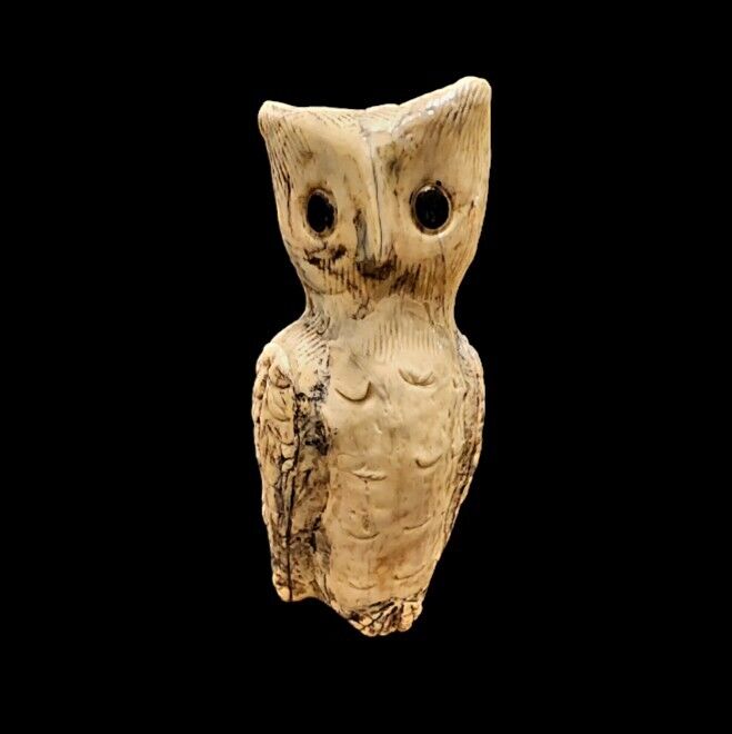 Vintage Crushed Oyster Shell Owl Sculpture Bohemian Handmade Philippines 7.5\