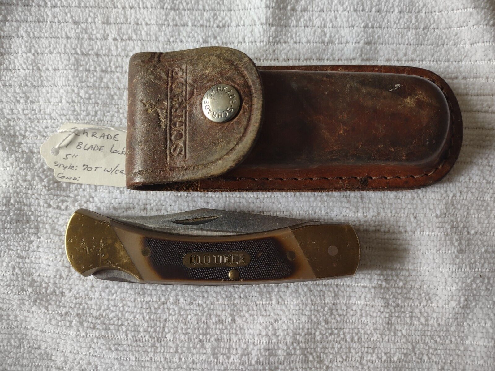 Vintage SCHRADE + Old Timer 70T Cave Bear USA Folding Hunter Lock-Back Knife