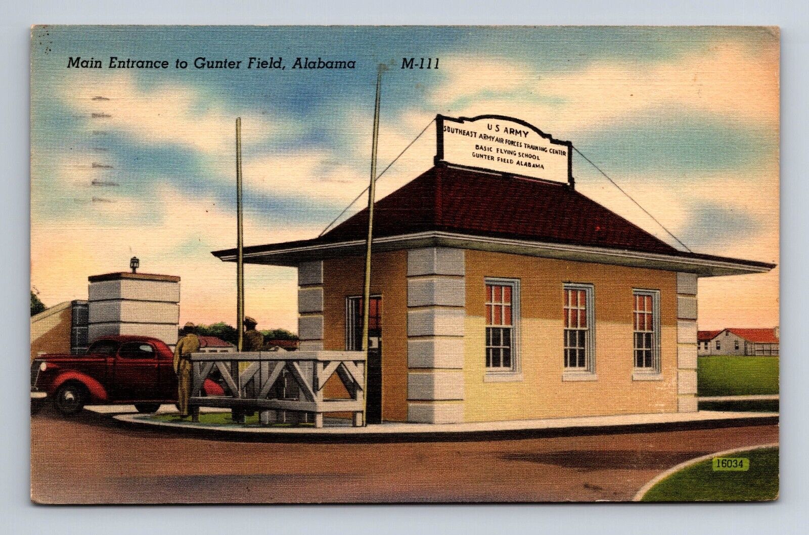 Postcard US Army Air Forces Training Center Main Entrance Gunter Field Alabama