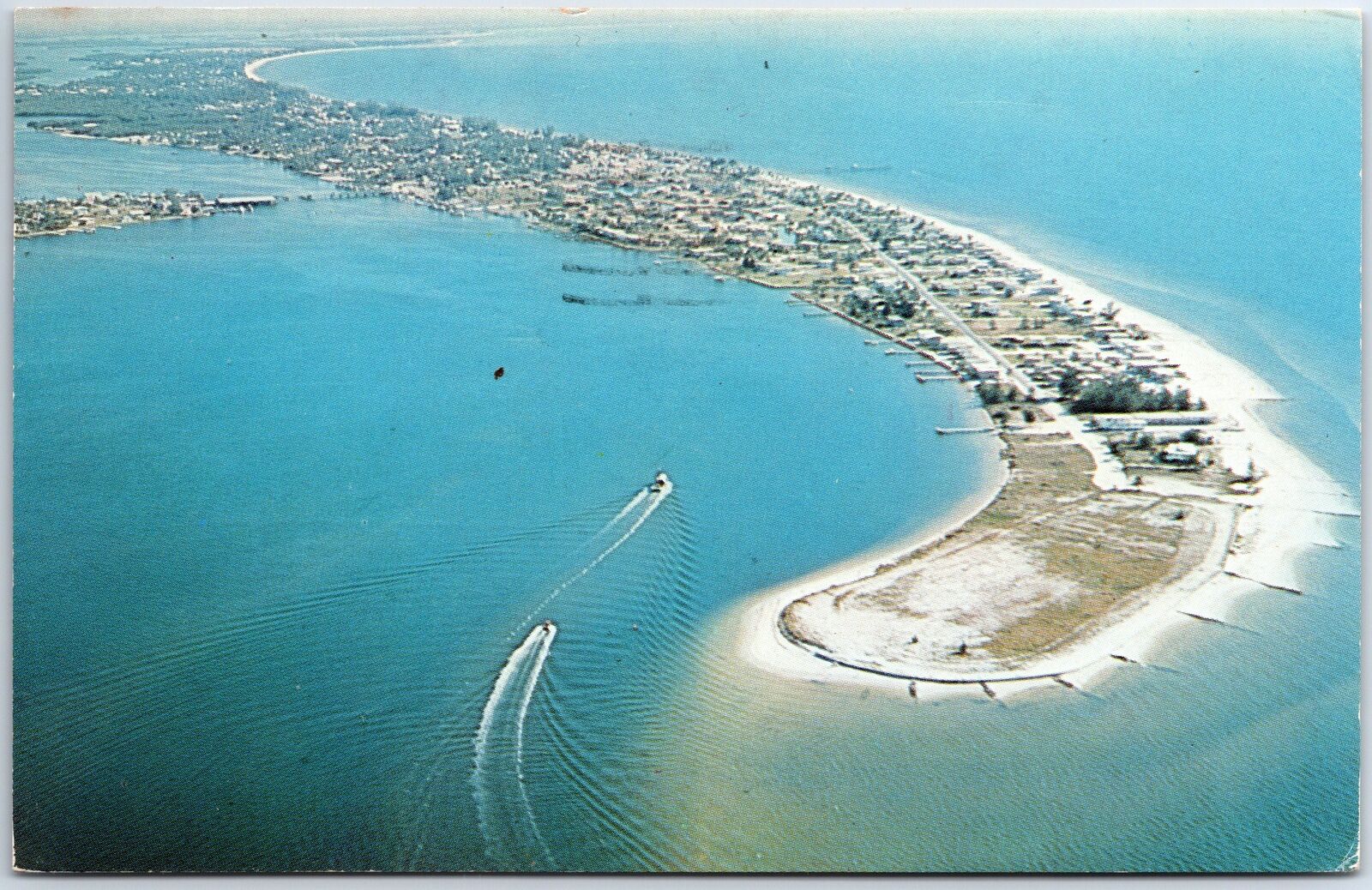 VINTAGE POSTCARD AERIAL VIEW OF THE CALOOSAHATCHEE RIVER FORT MYERS FLORIDA 1964