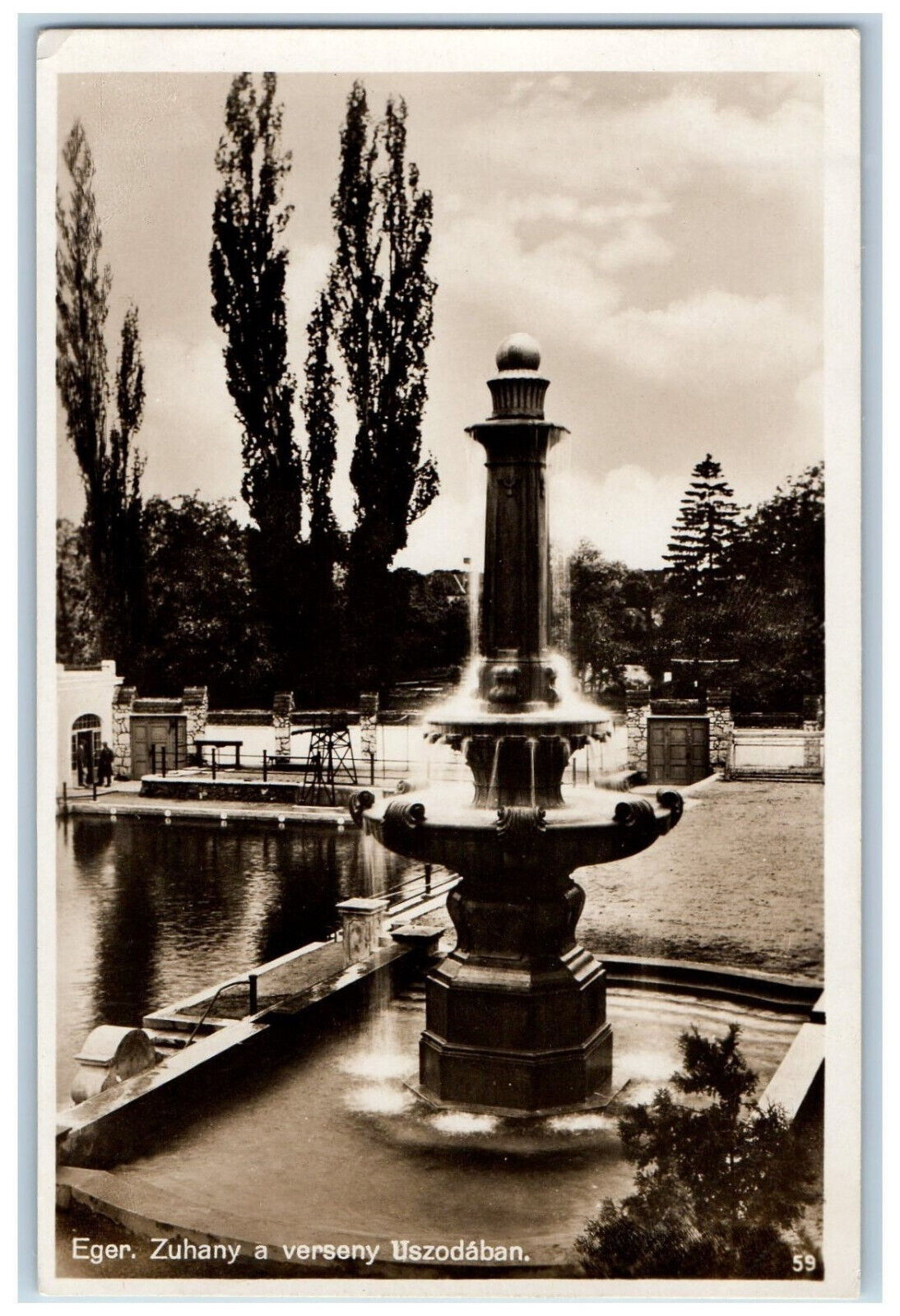 Eger Hungary Postcard Shower in the Competition Swimming Pool c1920\'s RPPC Photo