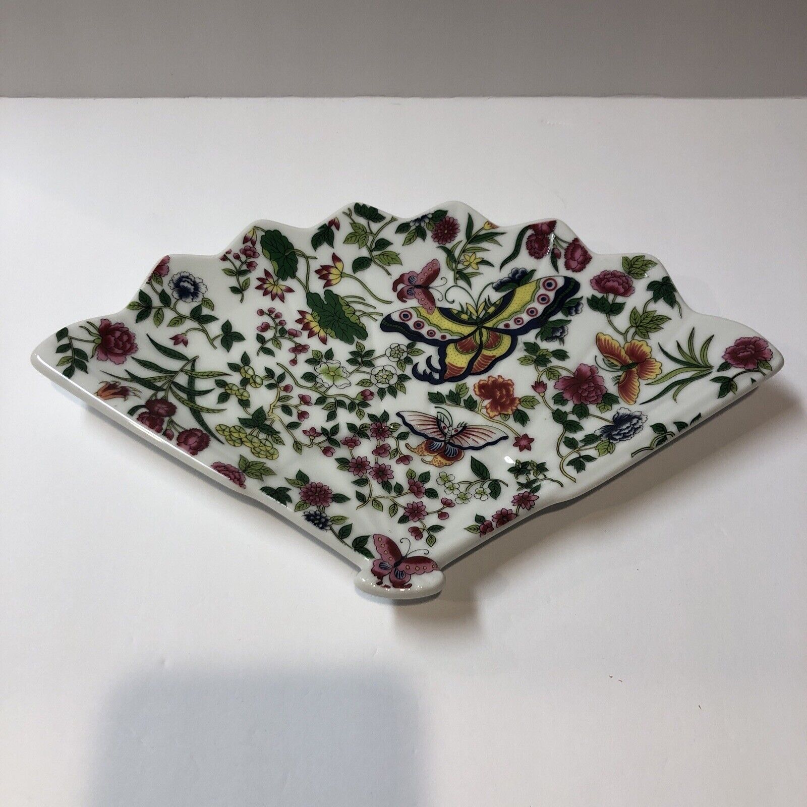 Thousand Butterflies by Eda Mann Fan Shaped Trinket Dish Plate 10x6.5\