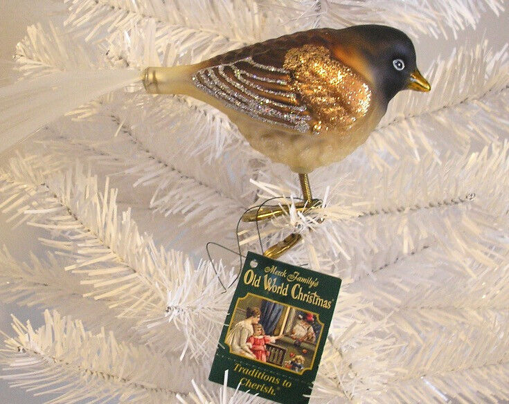 2015 OLD WORLD CHRISTMAS - OREGON JUNCO - CLIP ON BLOWN GLASS ORNAMENT NEW