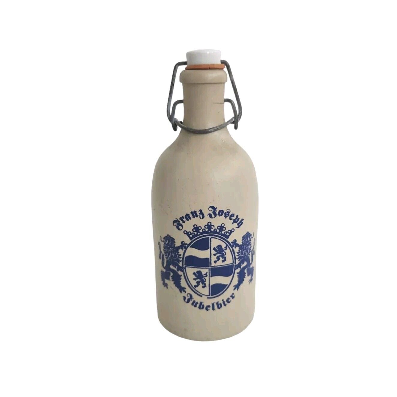 Vtg Franz Joseph Jubelbier Germany Stoneware Beer Bottle Porcelain Lid Stopper
