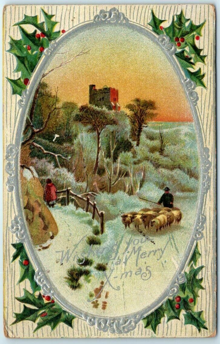 Postcard - Wishing you a Merry Christmas with Art Print