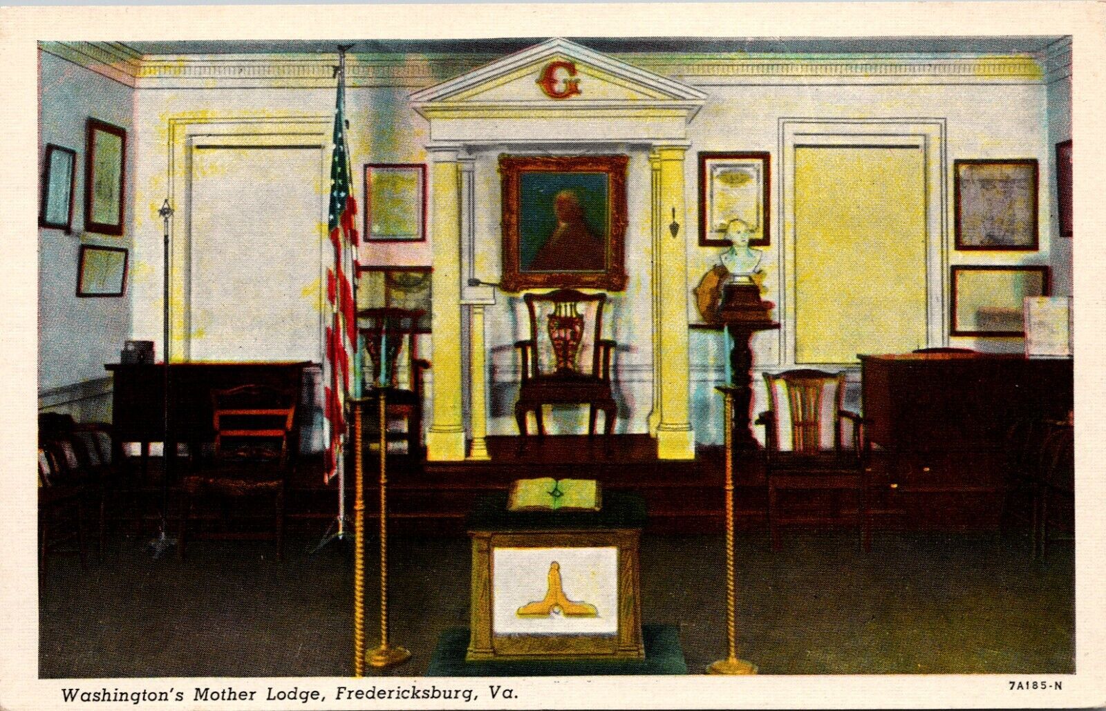 Fredericksburg Virginia VA Washingtons Mother Lodge Masonic Vintage Postcard