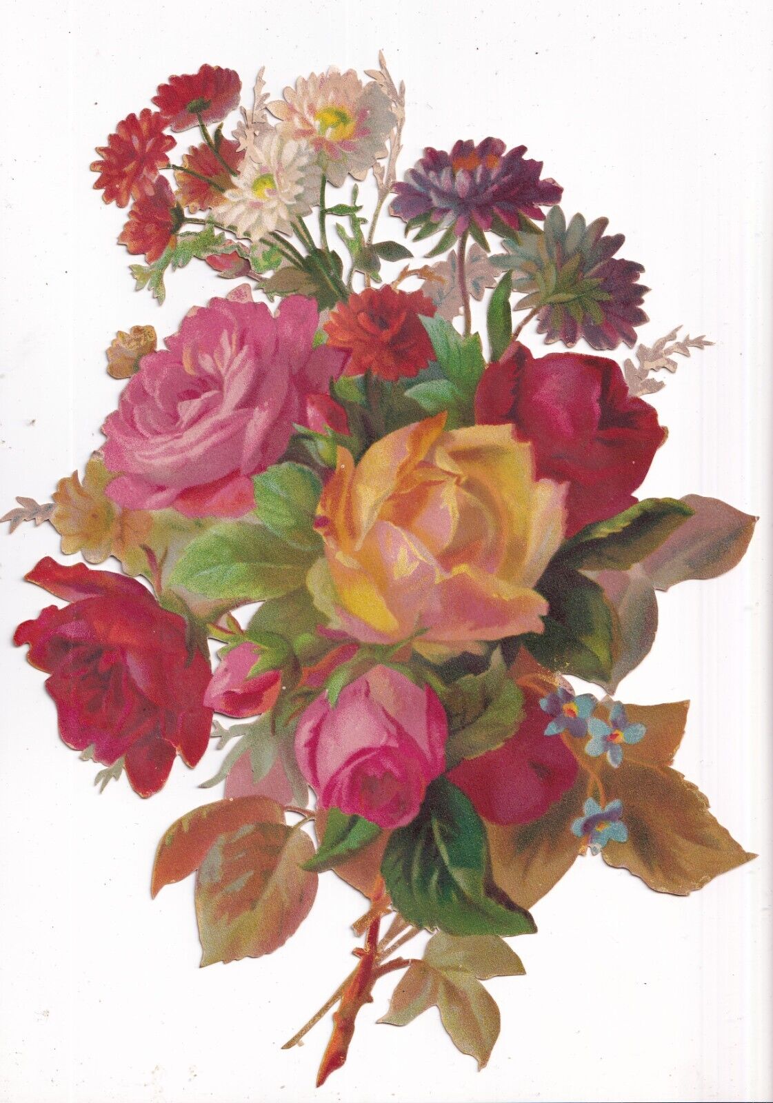 1800\'s Victorian Scrap Die Cut -Lovely LARGE Page Size 10.75 inch Roses Flowers