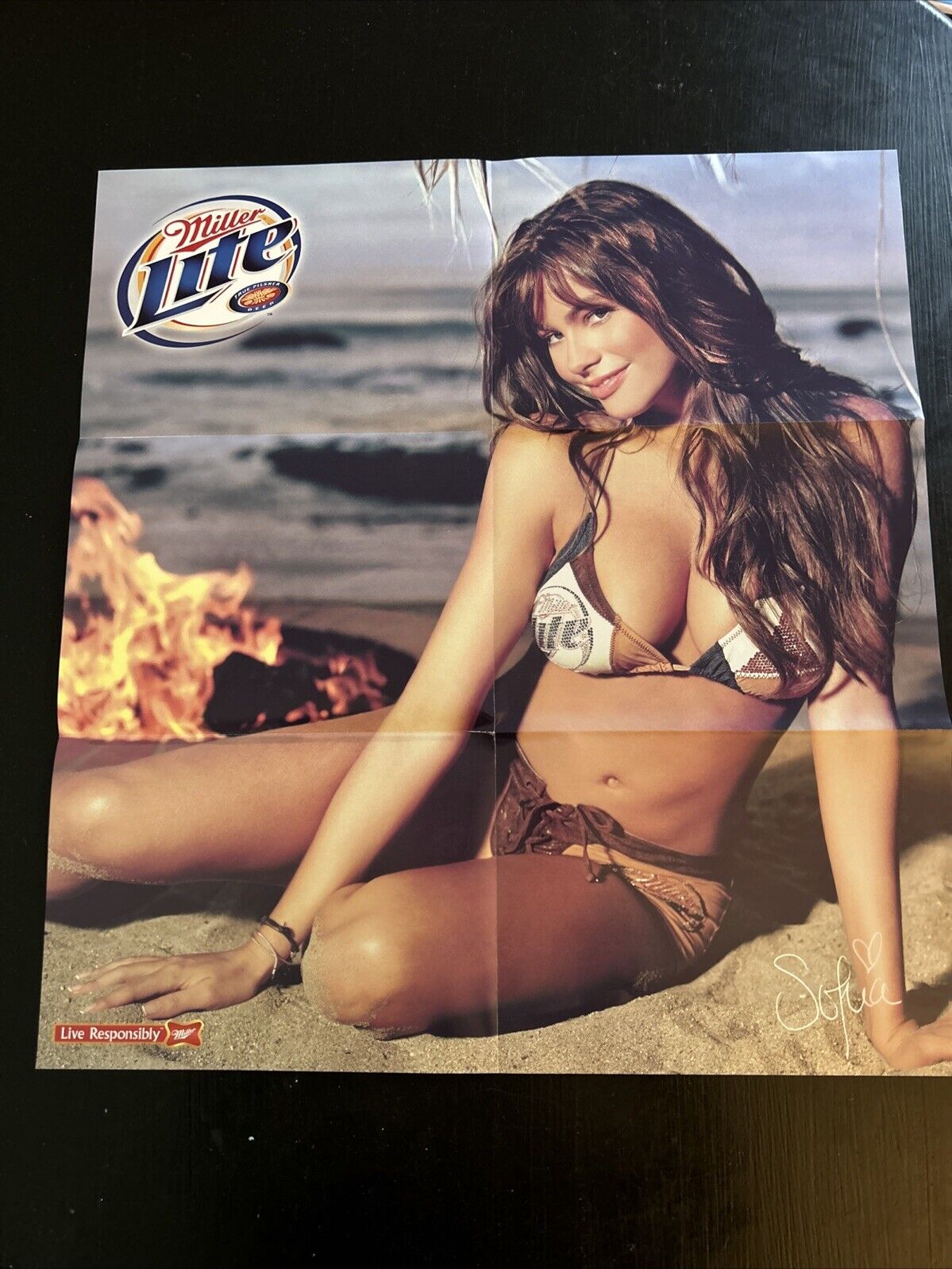 RARE 2003 Sports Illustrated Miller Lite Sofia Vergara Fold Out Poster 20”x22”