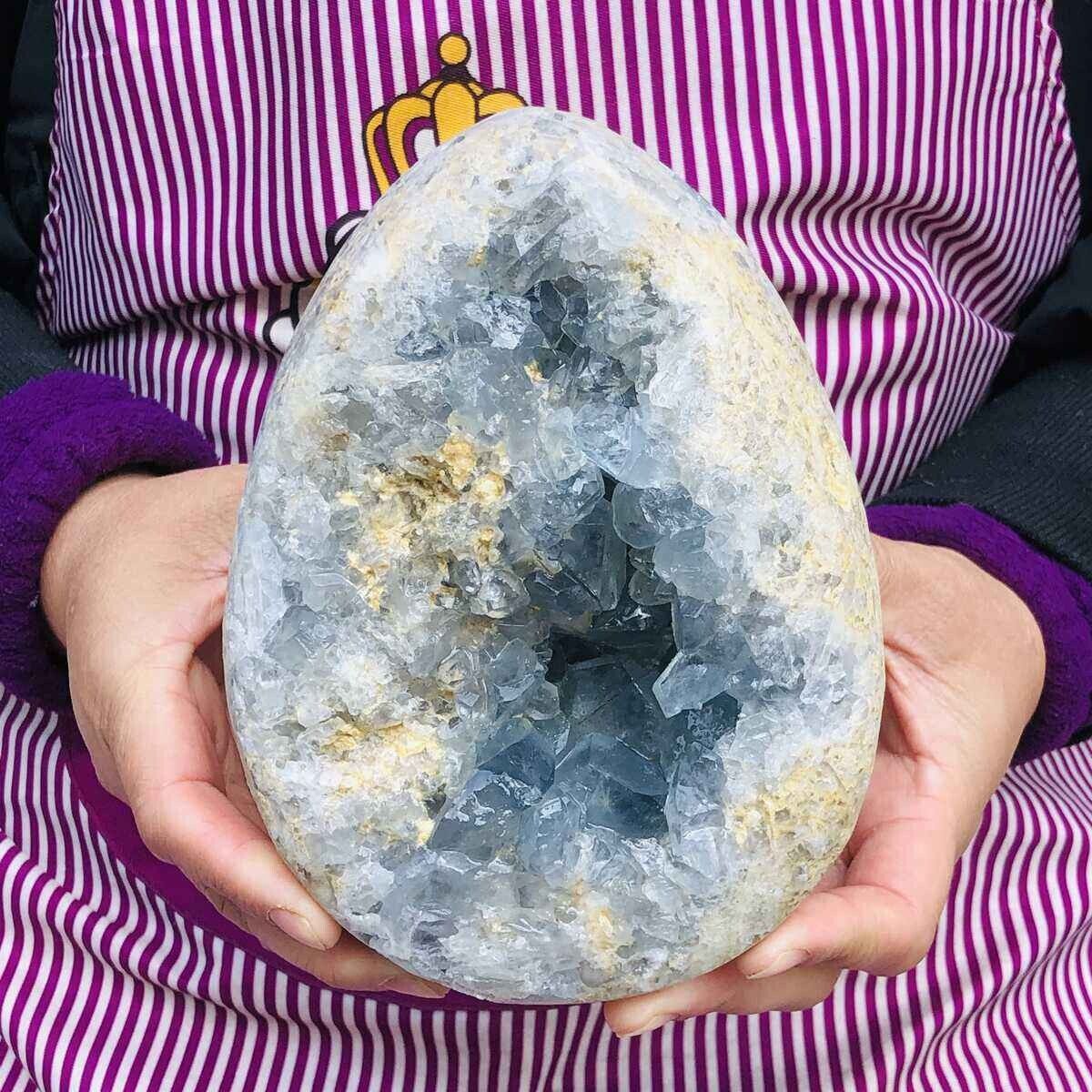 6.99LB Natural Beautiful Blue Celestite Crystal Geode Cave Mineral Specimen 133