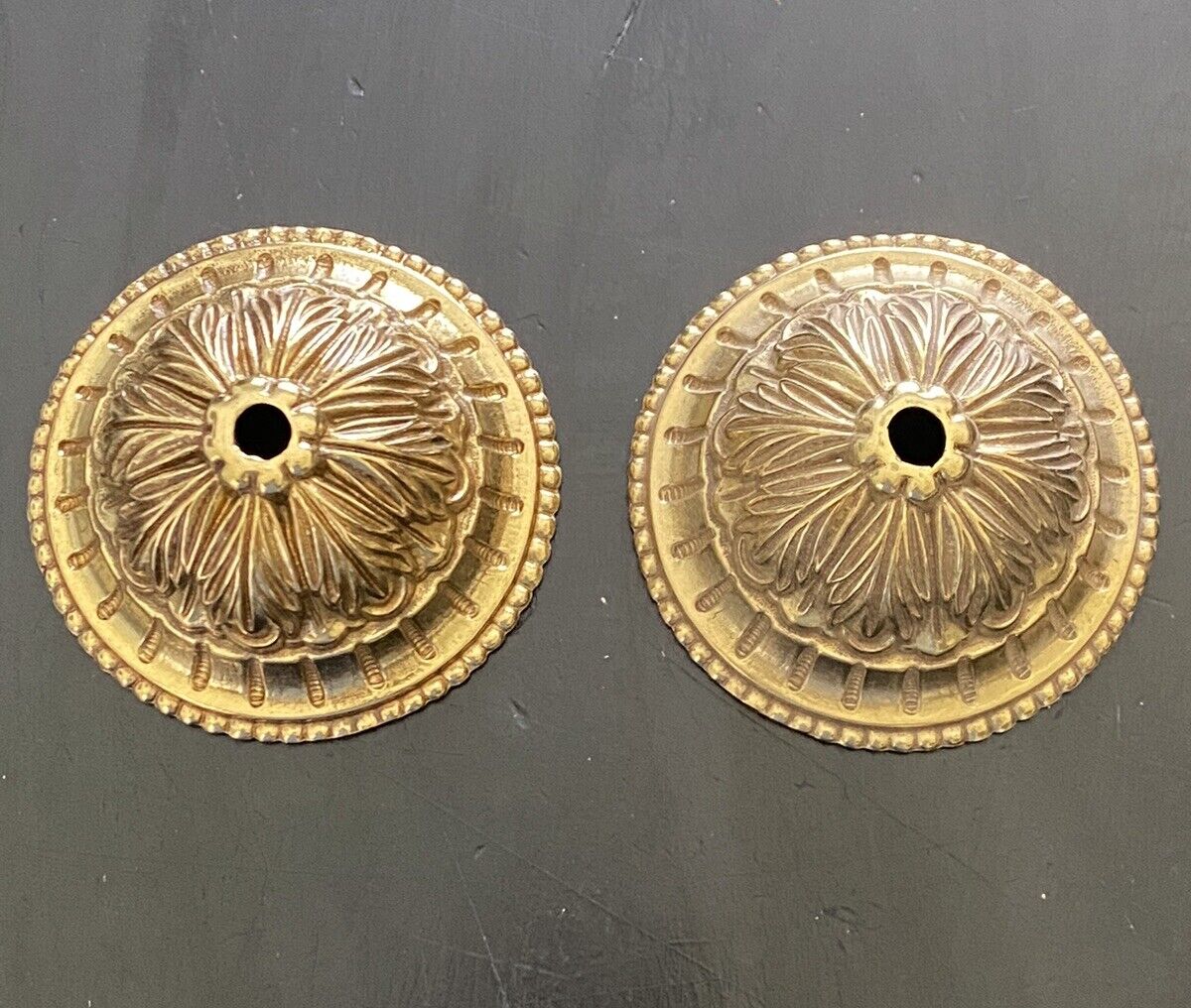 Pair of Brass Bronze Canopies 4 1/8\