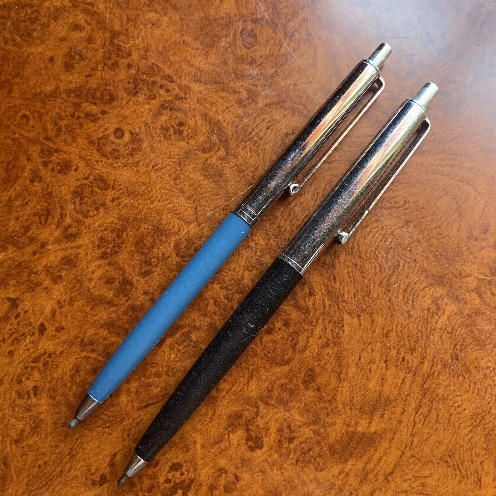 Vintage Paper Mate Double Heart Ballpoint Pens lot of 2 one blue and one black