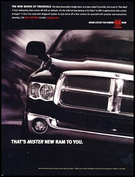 2001 2002 Dodge Ram Truck Original Advertisement Car Print Ad D89