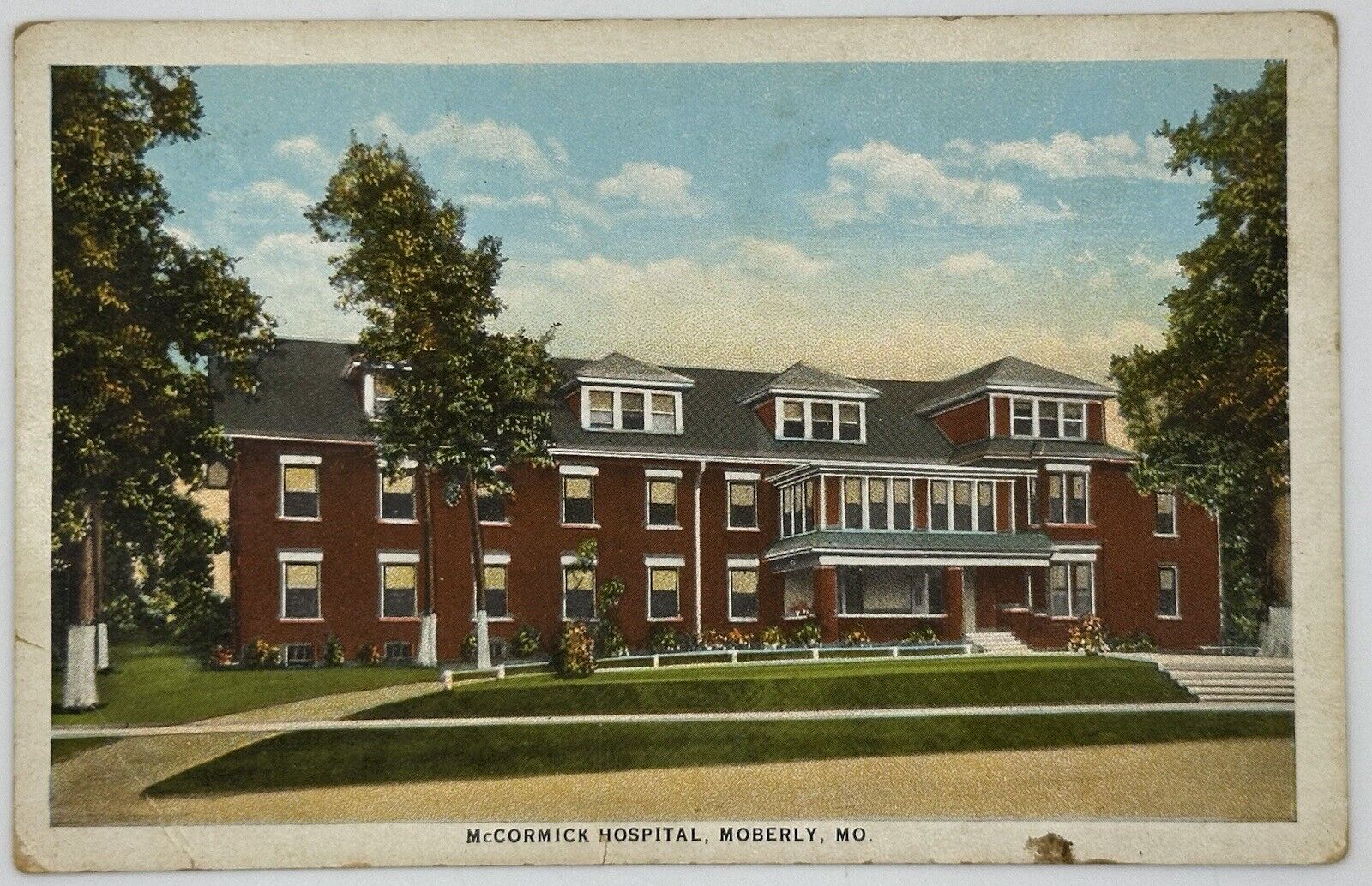 1915-1930 McCormick Hospital PostCard Moberly Missouri MO White Border