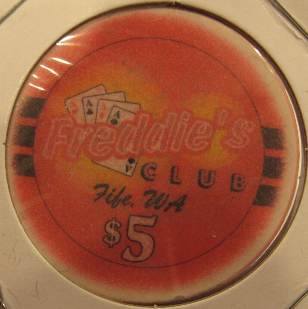 Vintage Freddie's Club Casino Fife, WA $5 Poker Blackjack Chip - Washington