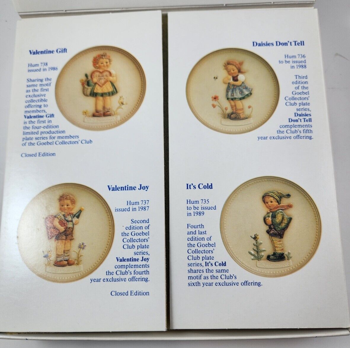 Hummel Celebration Plates.  Goebel Collector\'s Club  Series Set Of 4 86-89