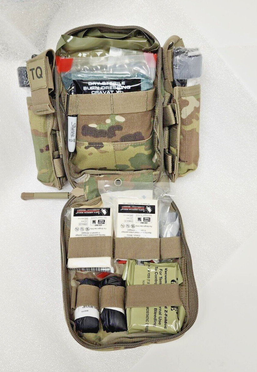 2 TOURNIQUETS w/US JFAK (Joint Forces 1st Aid Kit-IFAK) MOLLE Pouch w/ Supplies