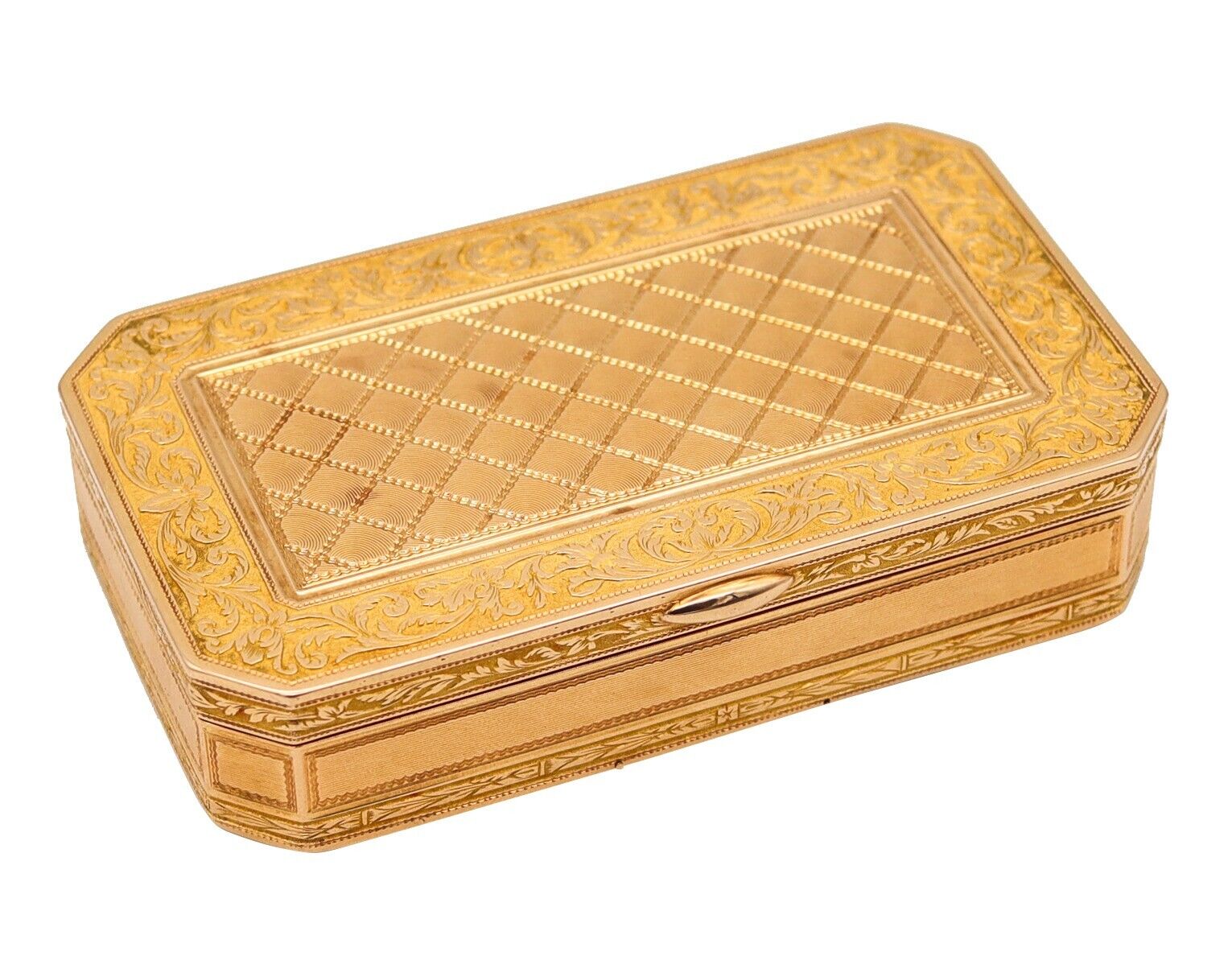 French 1819-1838 Neoclassical Louis XVI Rectangular Snuff Box 18Kt Yellow Gold